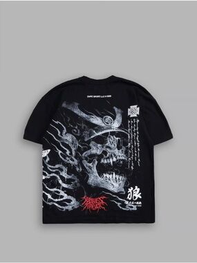 Dark Sport Black Graphic Skull Samurai Tee